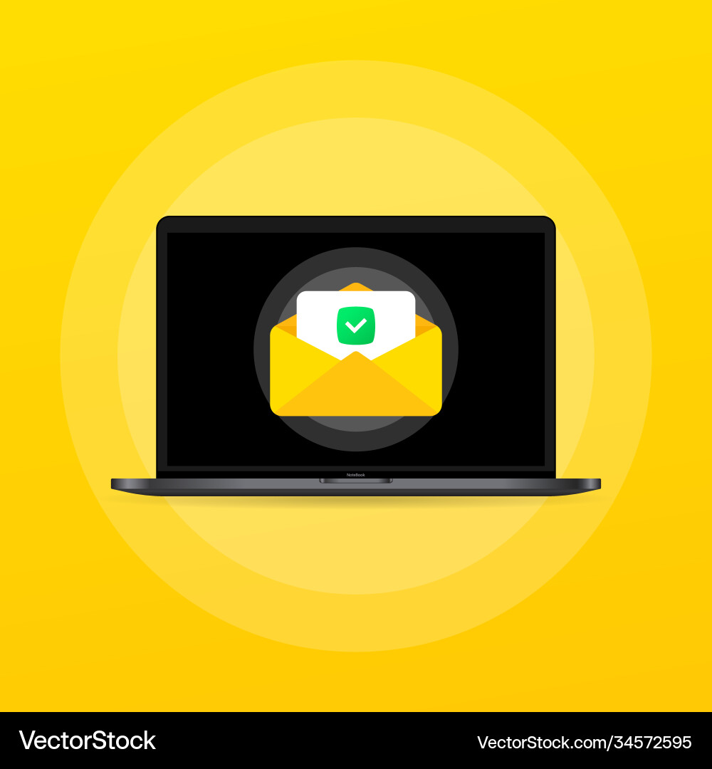 Opened letter and document with check mark vector image