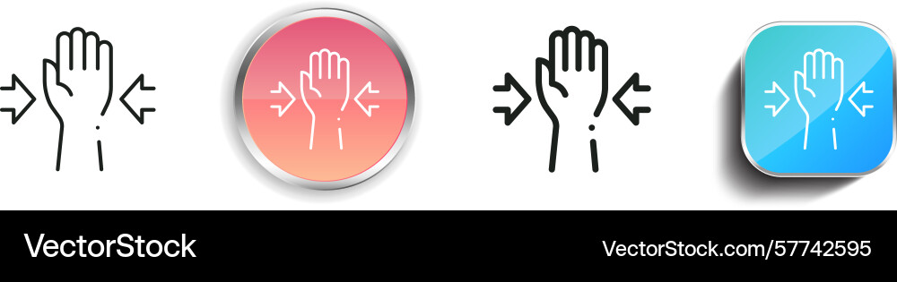 Raise hand icon thin linear regular and button Raise hand icon thin linear regular and button vector image