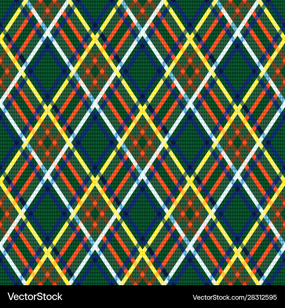 Rhombic tartan seamless texture mainly in green Rhombic tartan seamless texture mainly in green vector image