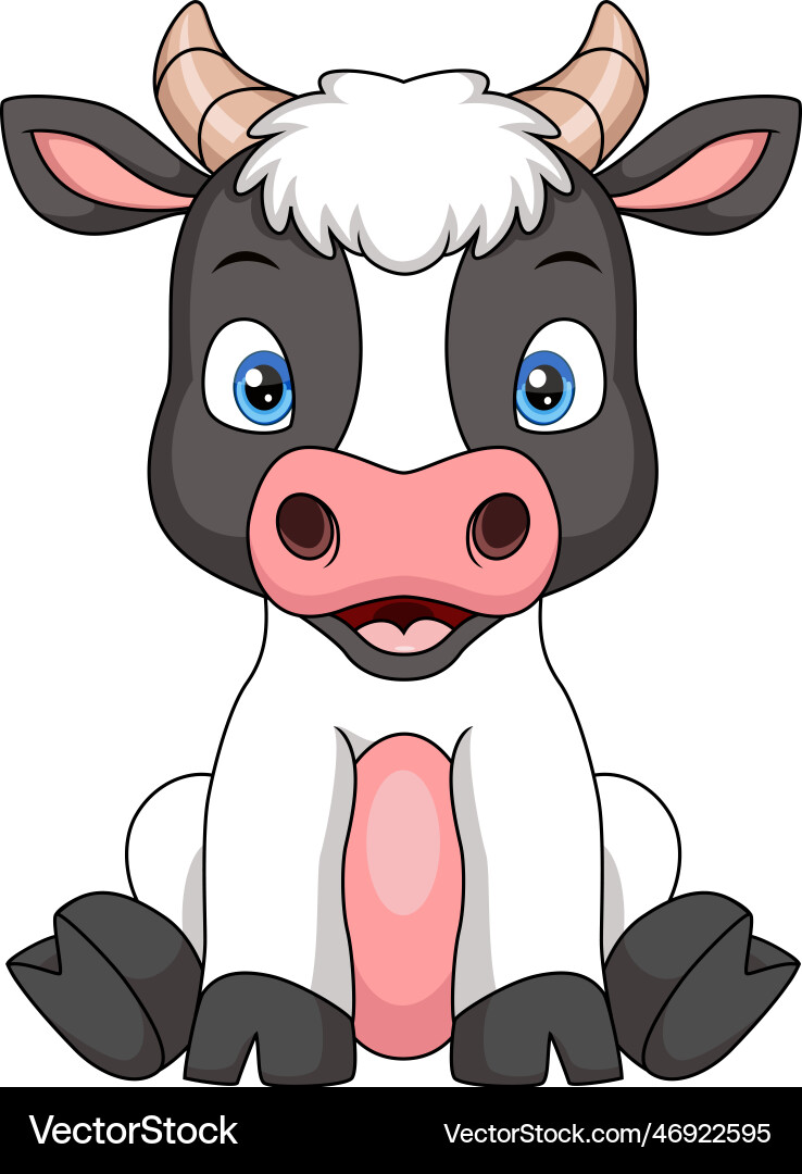 Süße Baby Kuh Cartoon sitzen Süße Baby Kuh Cartoon sitzen vektorbild