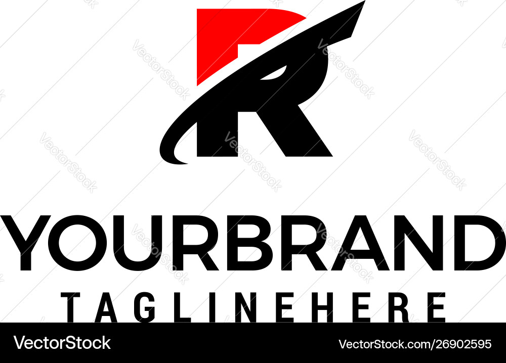 Sharp R Initial Logo with Slice vector image