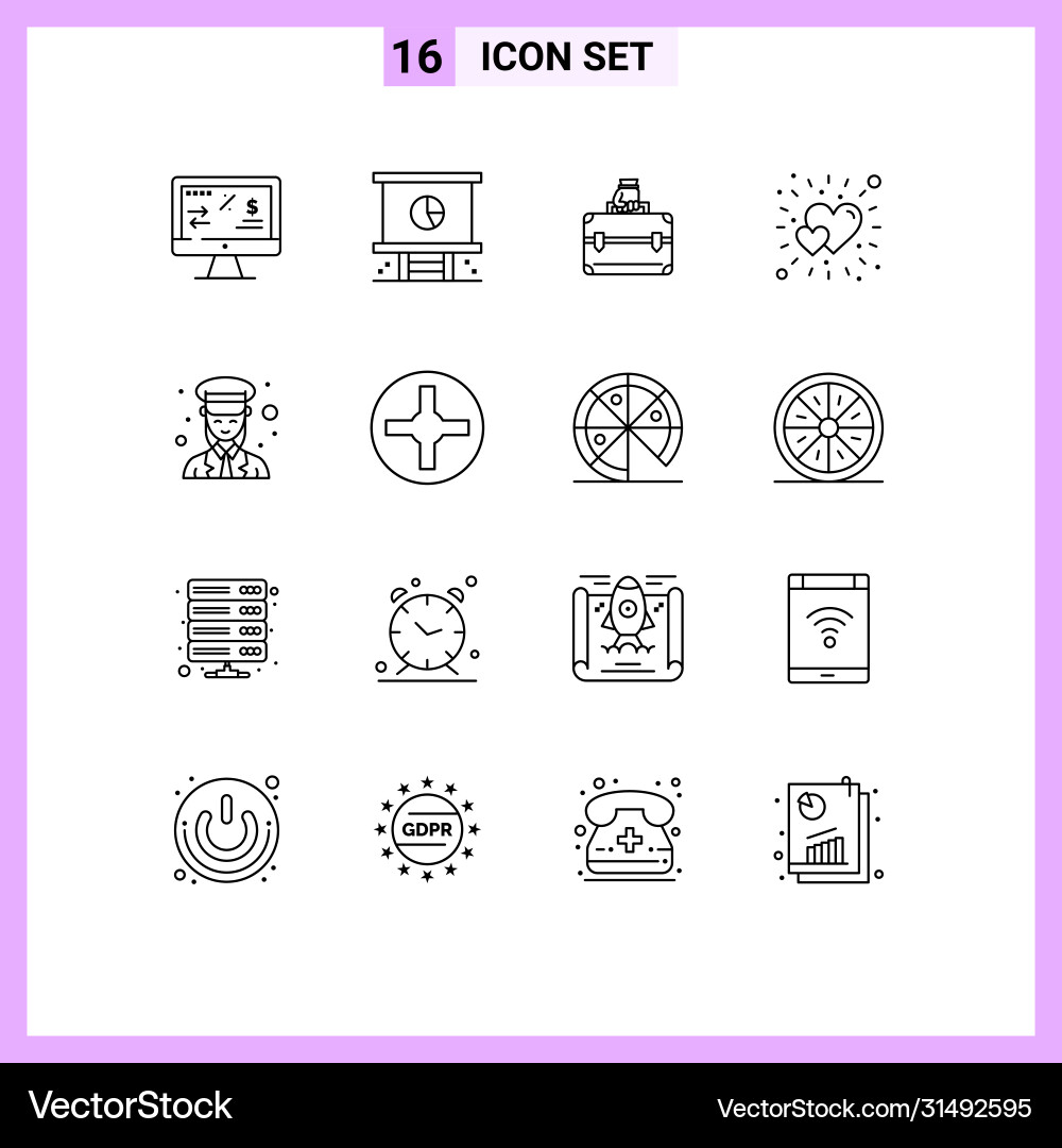 User interface pack 16 basic outlines Vector Image
