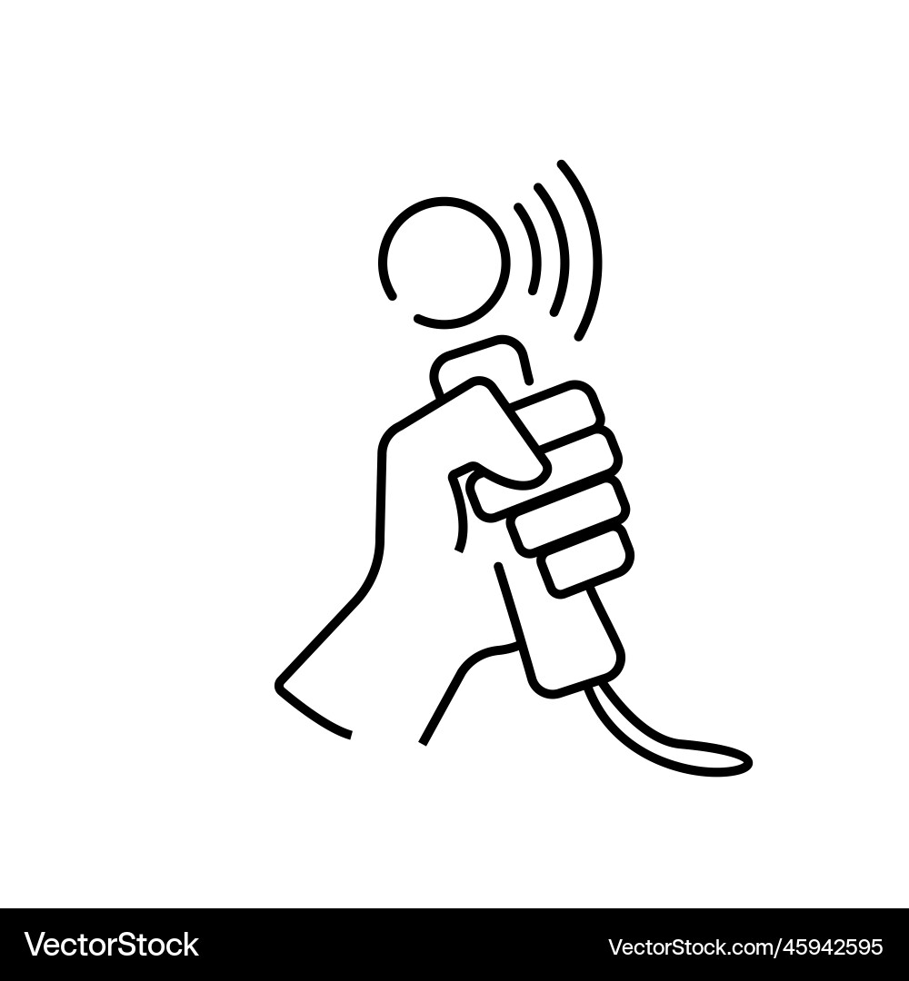Vr controller with hand icon simple line vector image