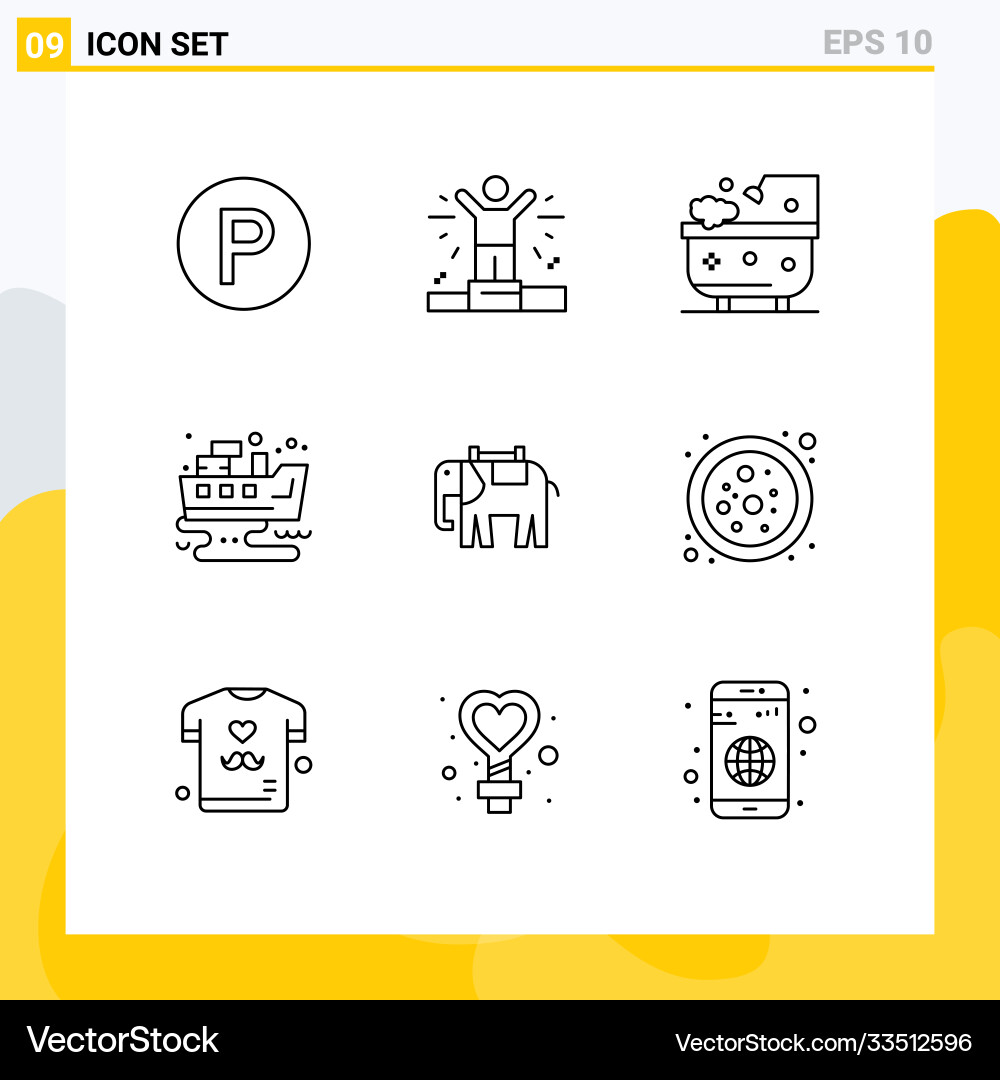 9 universal outlines set for web and mobile vector image