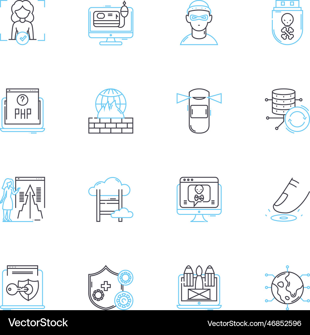 Artificial universe linear icons set simulation Artificial universe linear icons set simulation Vector Image