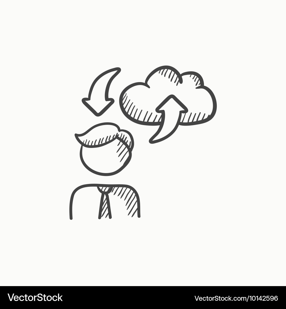 Cloud computing sketch icon vector image