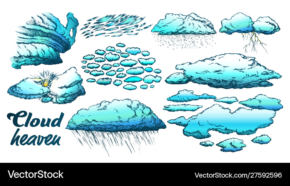 Clouds in different weather set color Clouds in different weather set color vector image