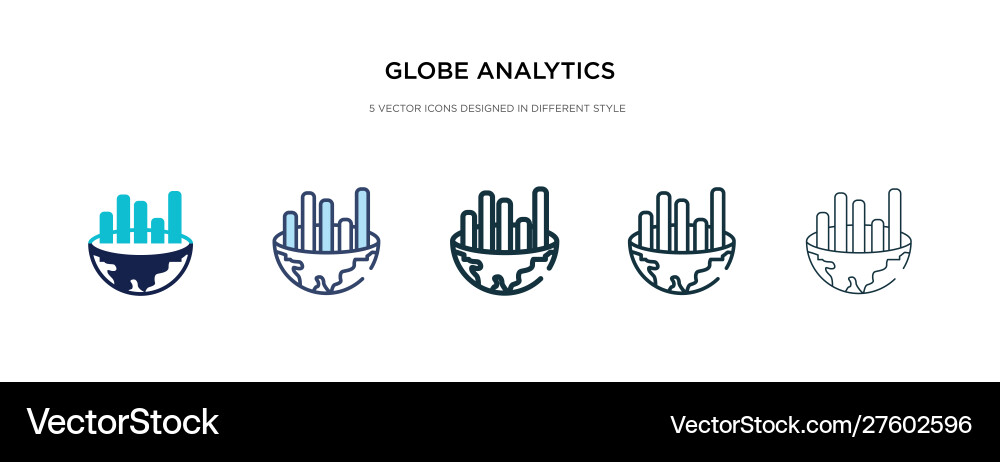 Globe analytics icon in different style two Globe analytics icon in different style two vector image