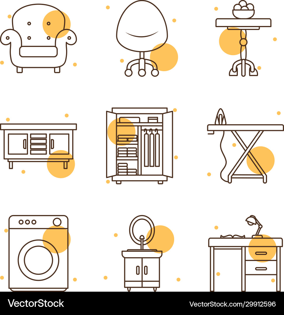Isolated home block and line style icon set Isolated home block and line style icon set Vector Image