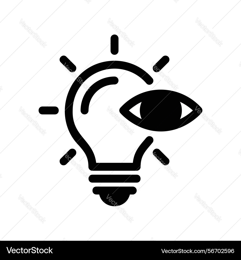 Lightbulb icon with an eye inside symbolizing Vector Image