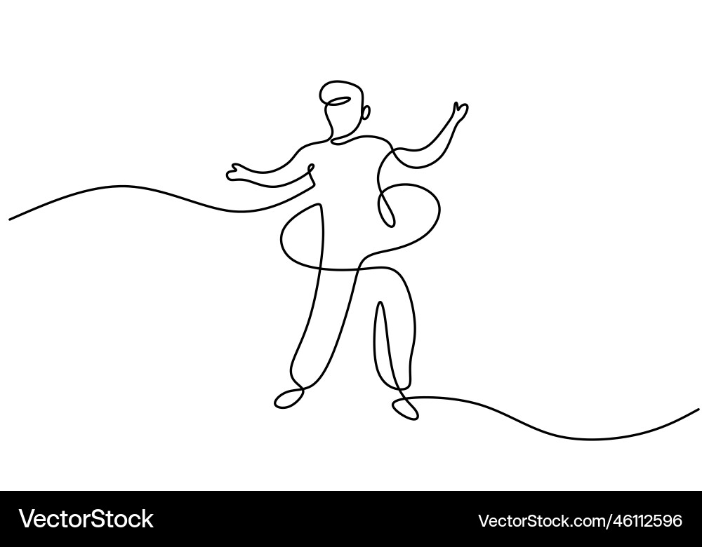 One continuous single line of man playing hula One continuous single line of man playing hula Vector Image
