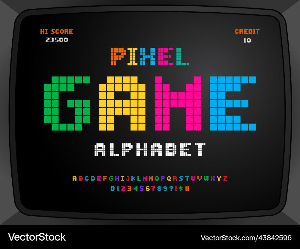 Pixel Font Retro Style vector image