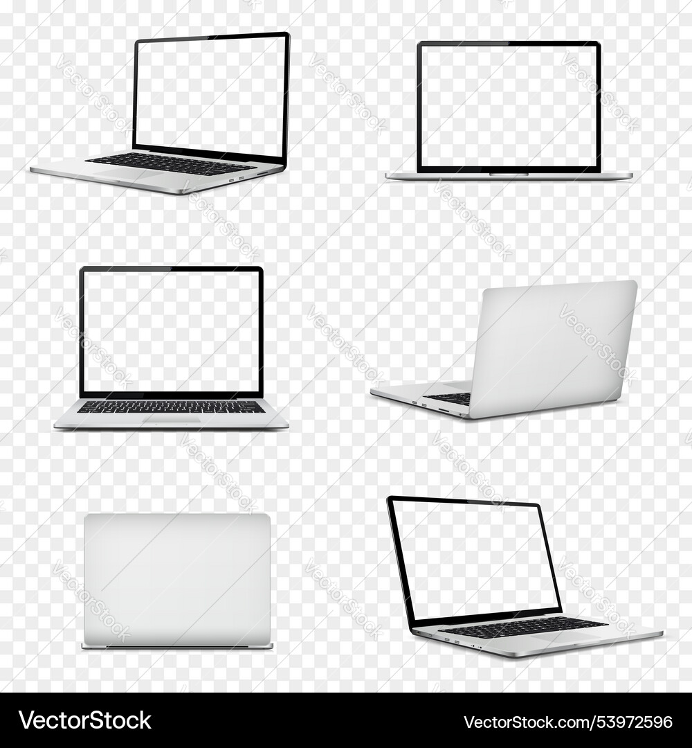 Realistic laptop computers with transparent screen vector image