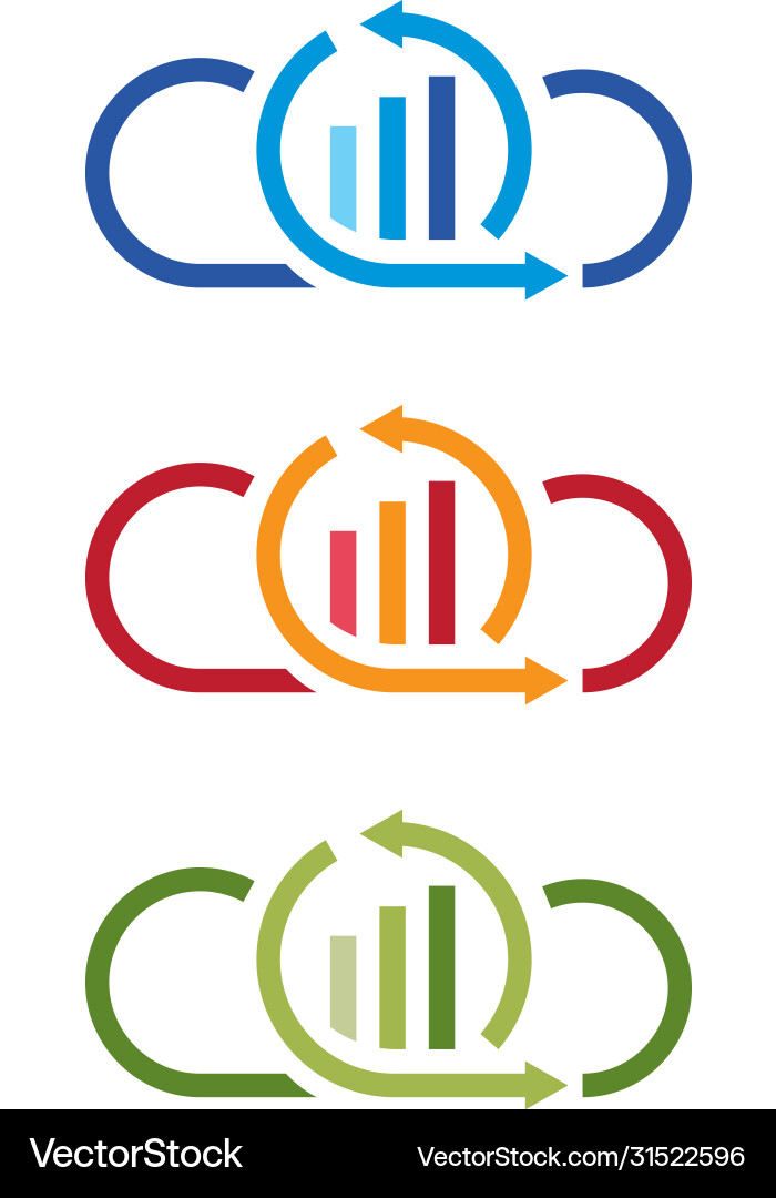 Set clouds with arrow finance design template vector image
