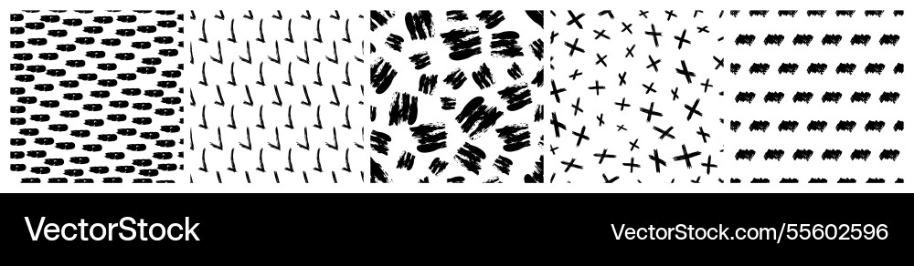 Set of seamless patterns with scribble smears Set of seamless patterns with scribble smears vector image