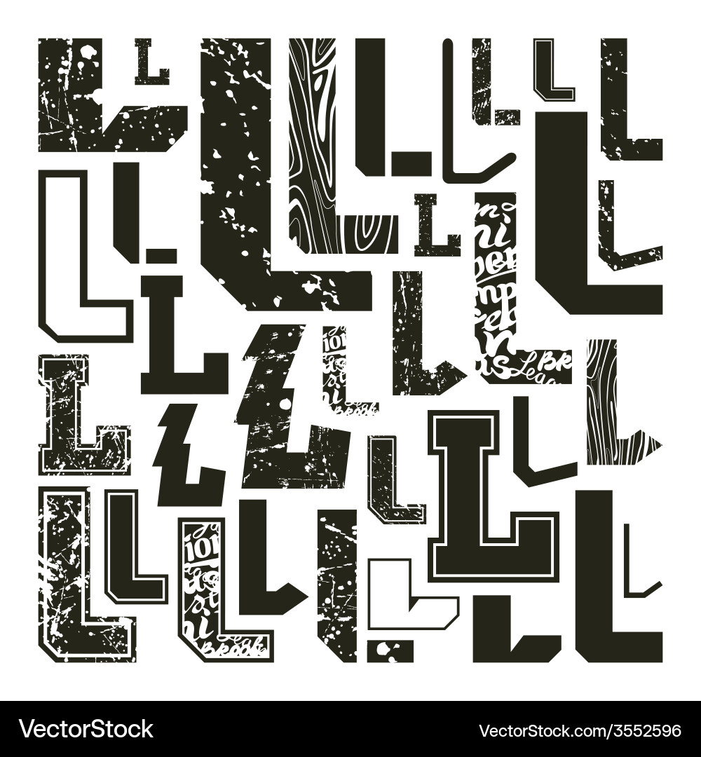 Set versions of letters l vector image
