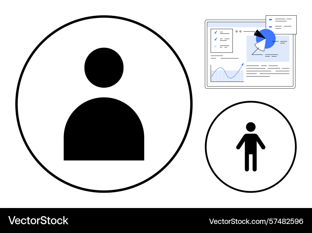 User profile management display with analytics User profile management display with analytics Vector Image