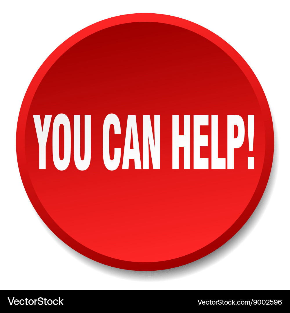 You can help red round flat isolated push button Vector Image