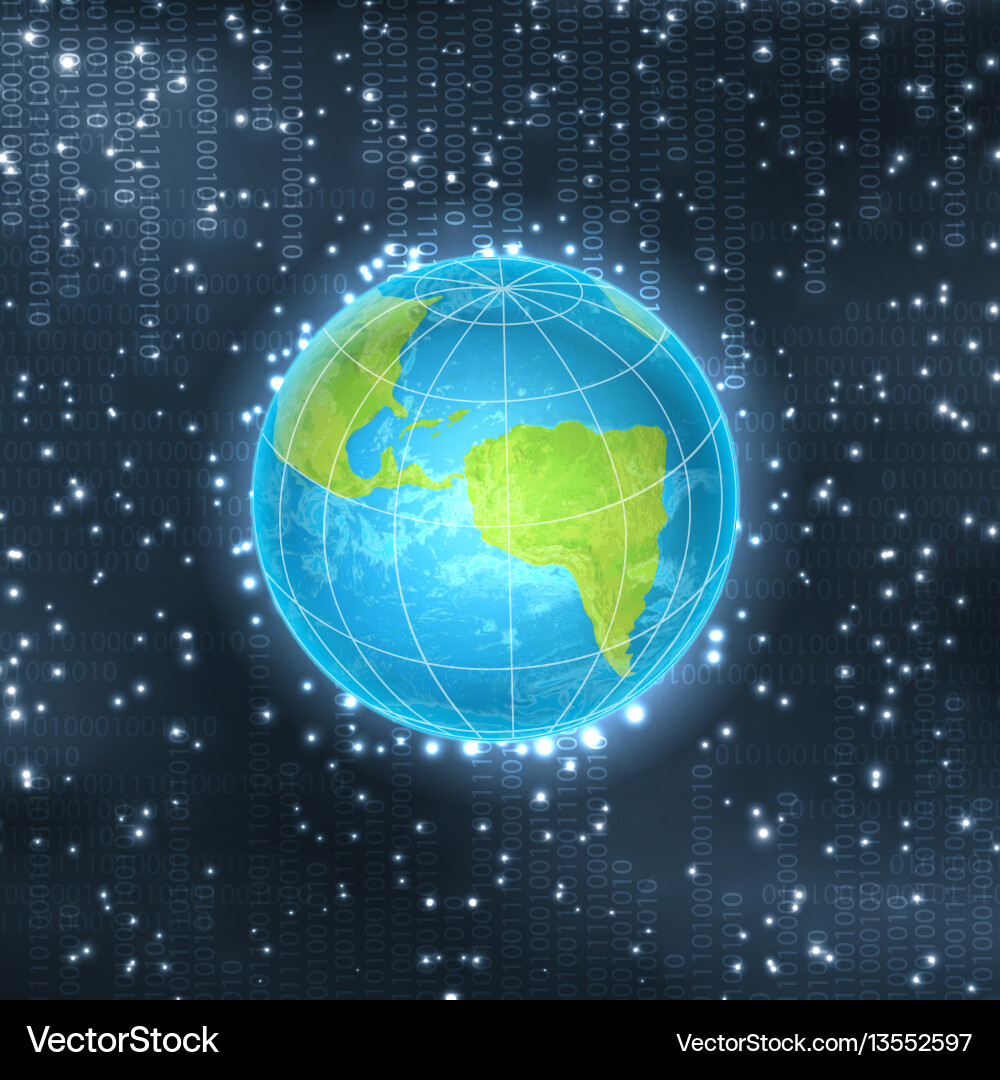 Binary background with planet Binary background with planet vector image