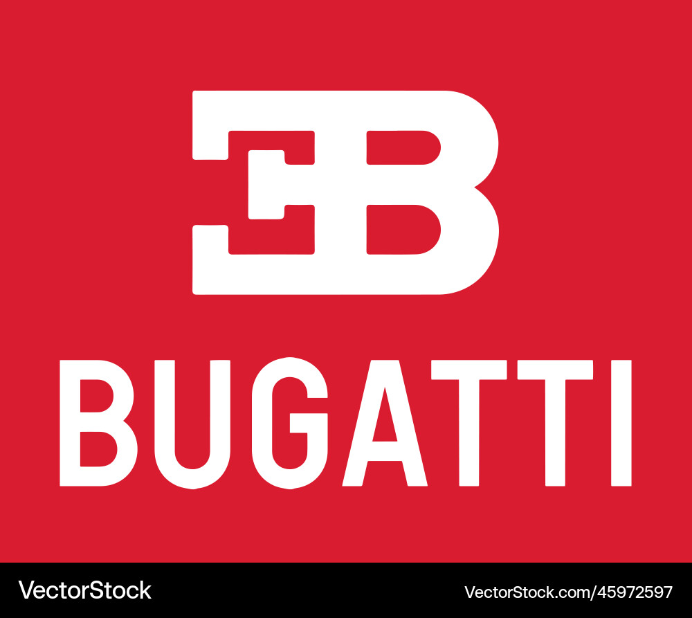 Bugatti brand symbol logo name white design Bugatti brand symbol logo name white design vector image