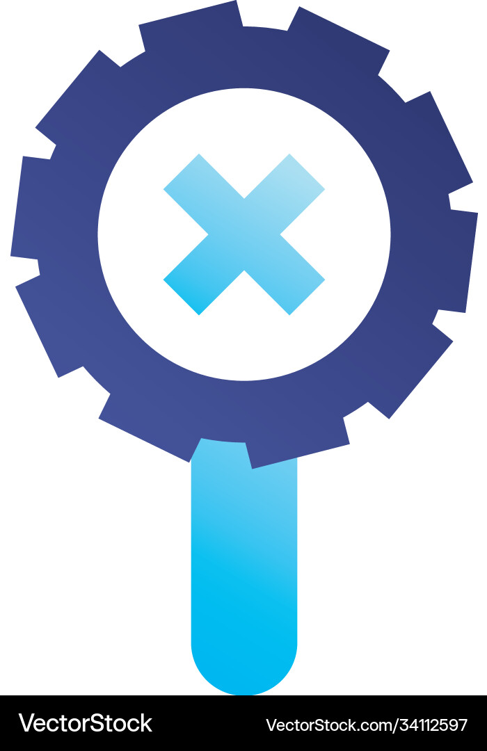 Cross in lupe with gear gradient style icon Vector Image