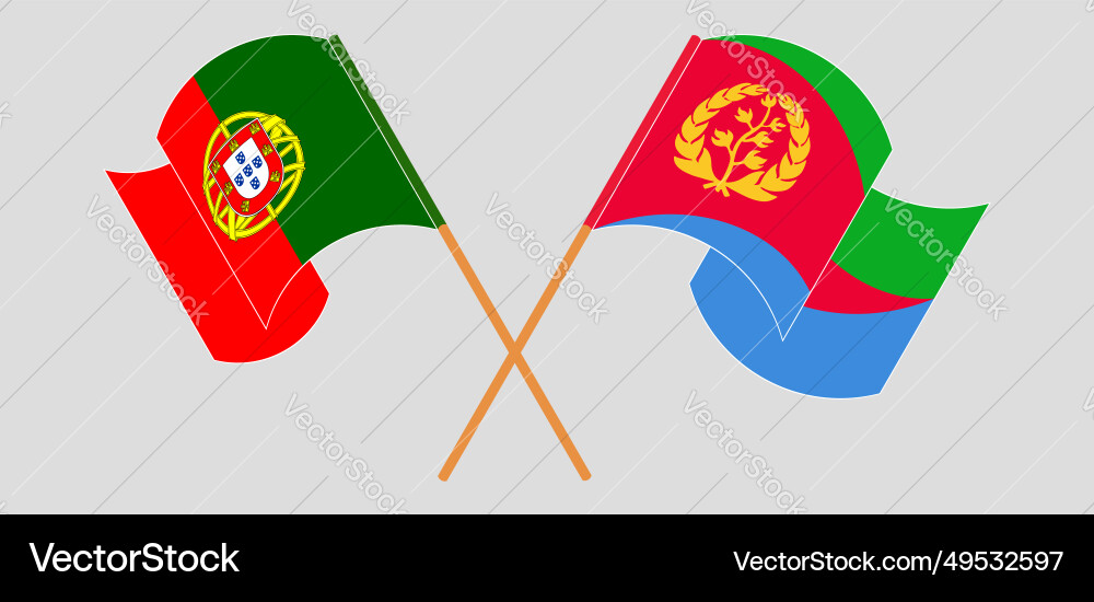 Crossed and waving flags of portugal eritrea Vector Image