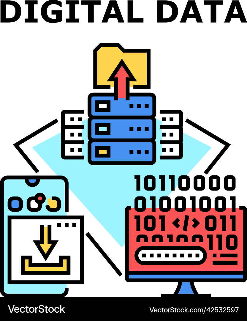 Digital data concept color Vector Image