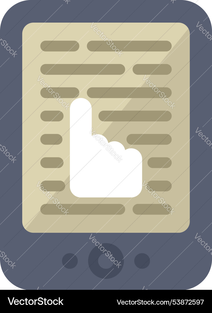 Digital reader displaying text and hand cursor Digital reader displaying text and hand cursor vector image