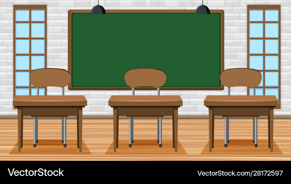 Empty classroom with board and desks Empty classroom with board and desks vector image