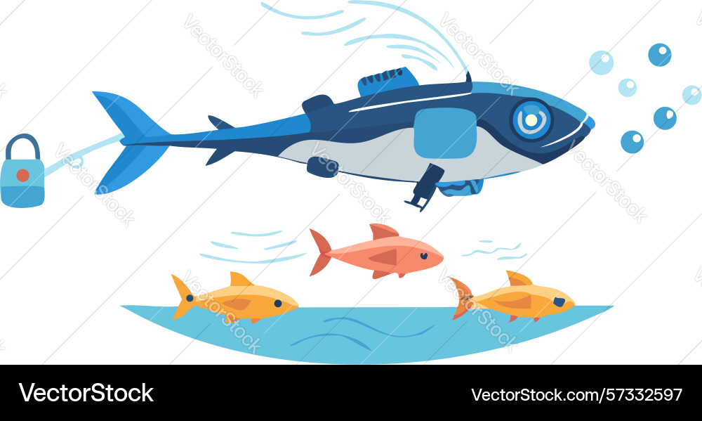 Fish escaping a net in the ocean design vector image