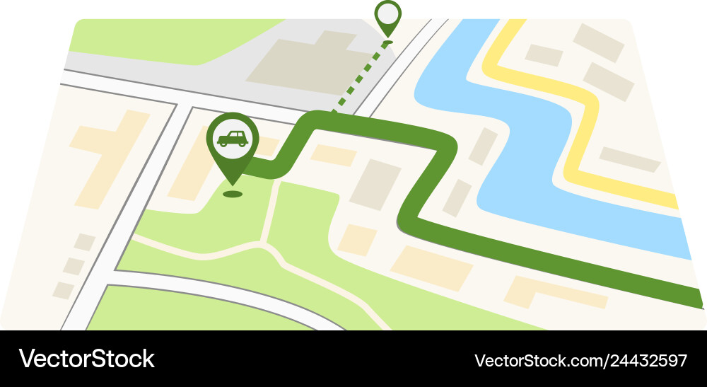Gps icon and route map with path car pin Gps icon and route map with path car pin vector image
