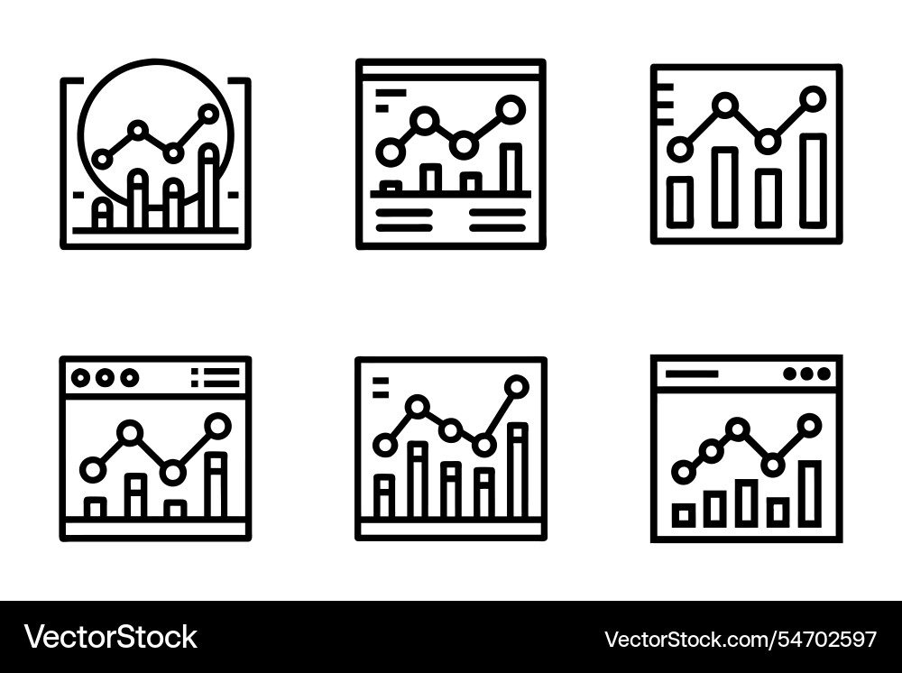 Graph analytics icon bundle set in style Graph analytics icon bundle set in style vector image