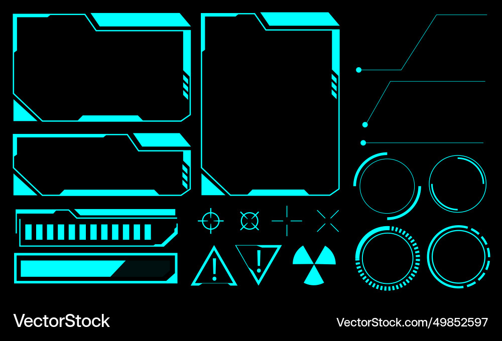 Hud frames blue user interface elements design Hud frames blue user interface elements design vector image