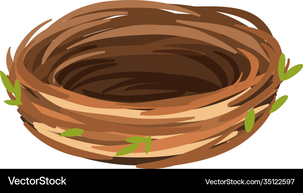 Isolated empty bird nest on white background vector image