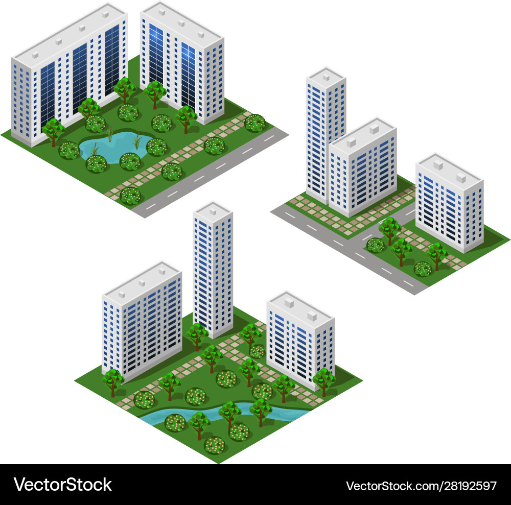 Isometric city set urban landscape 3d elements Isometric city set urban landscape 3d elements vector image