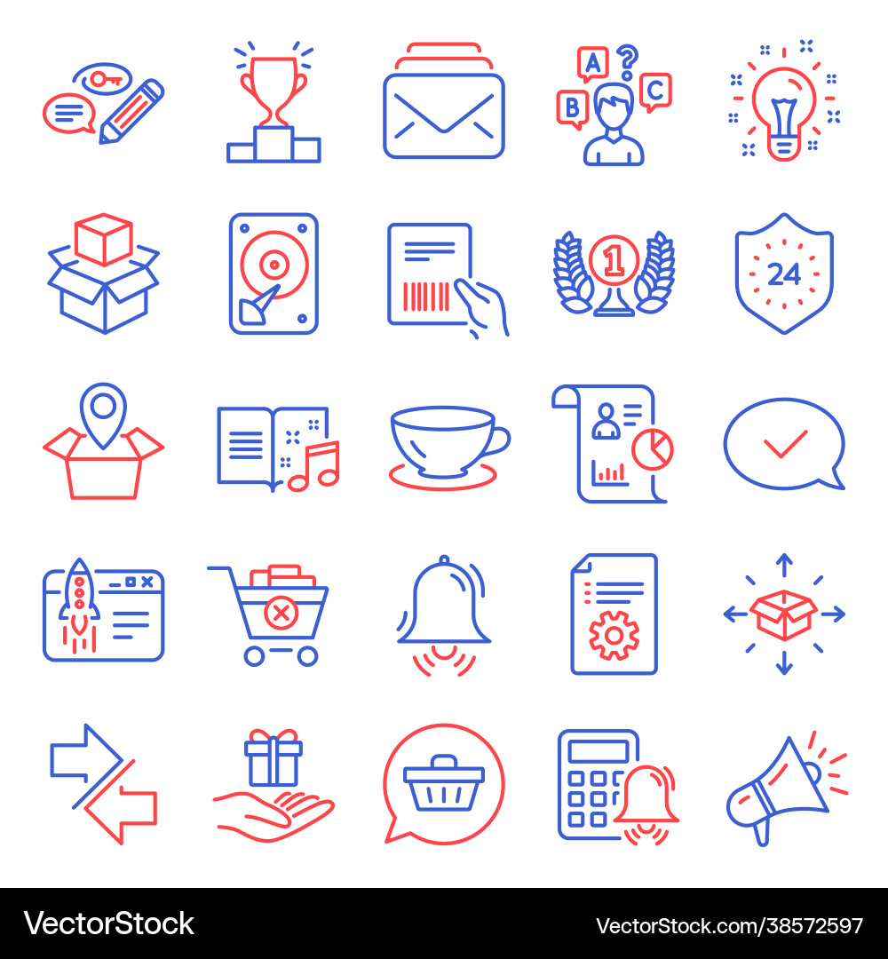 Line icons set included icon as report remove vector image