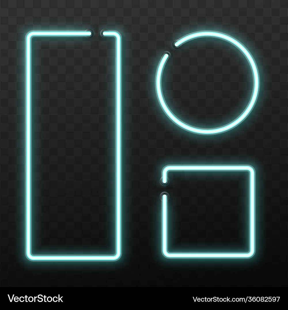 Neon frames set isolated on transparent Neon frames set isolated on transparent vector image