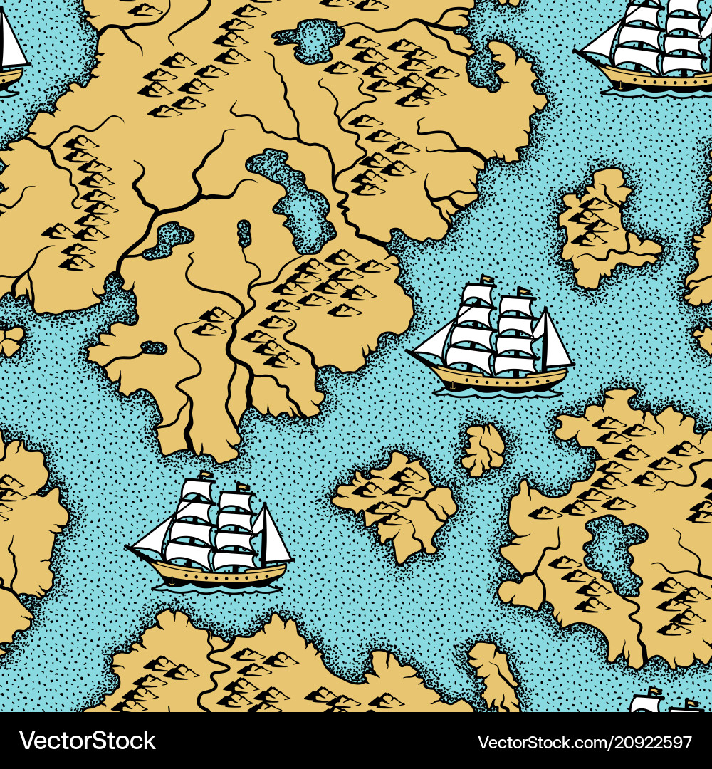 Seamless pattern with old nautical map Vector Image