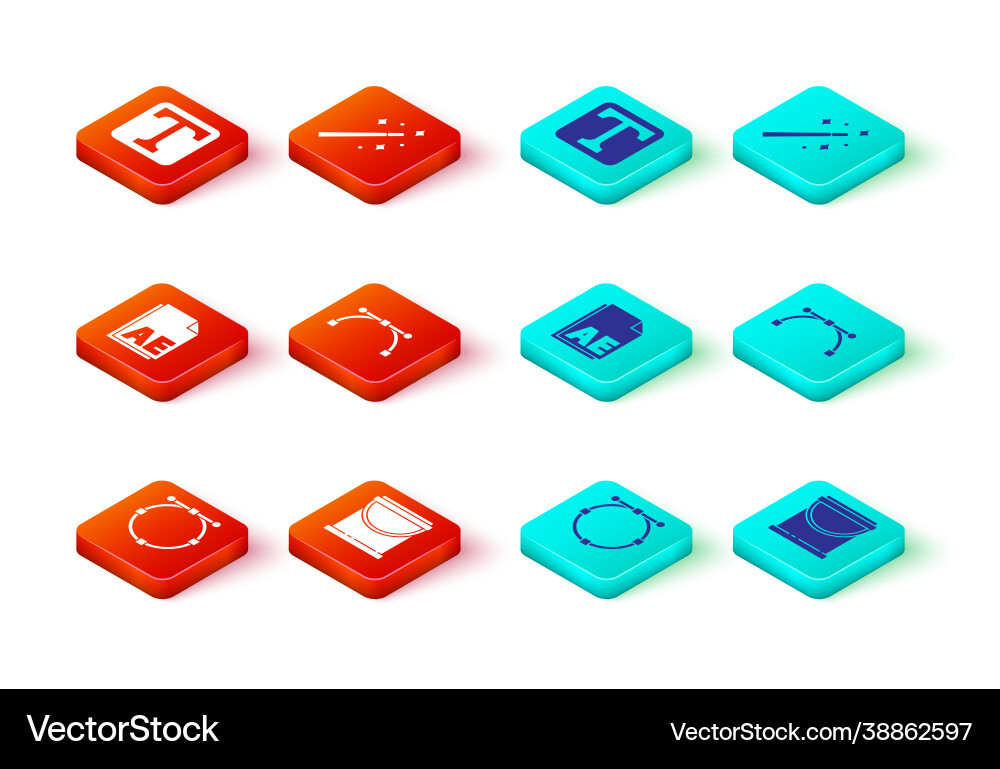 Set circle with bezier curve paint bucket ae vector image