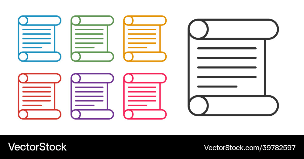 Set line decree paper parchment scroll icon Vector Image