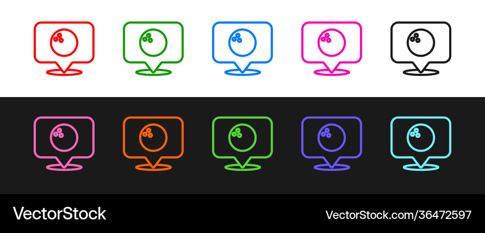 Set line map pointer with bowling ball icon Set line map pointer with bowling ball icon vector image