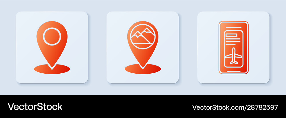 Set map pointer with mountain pin Vector Image