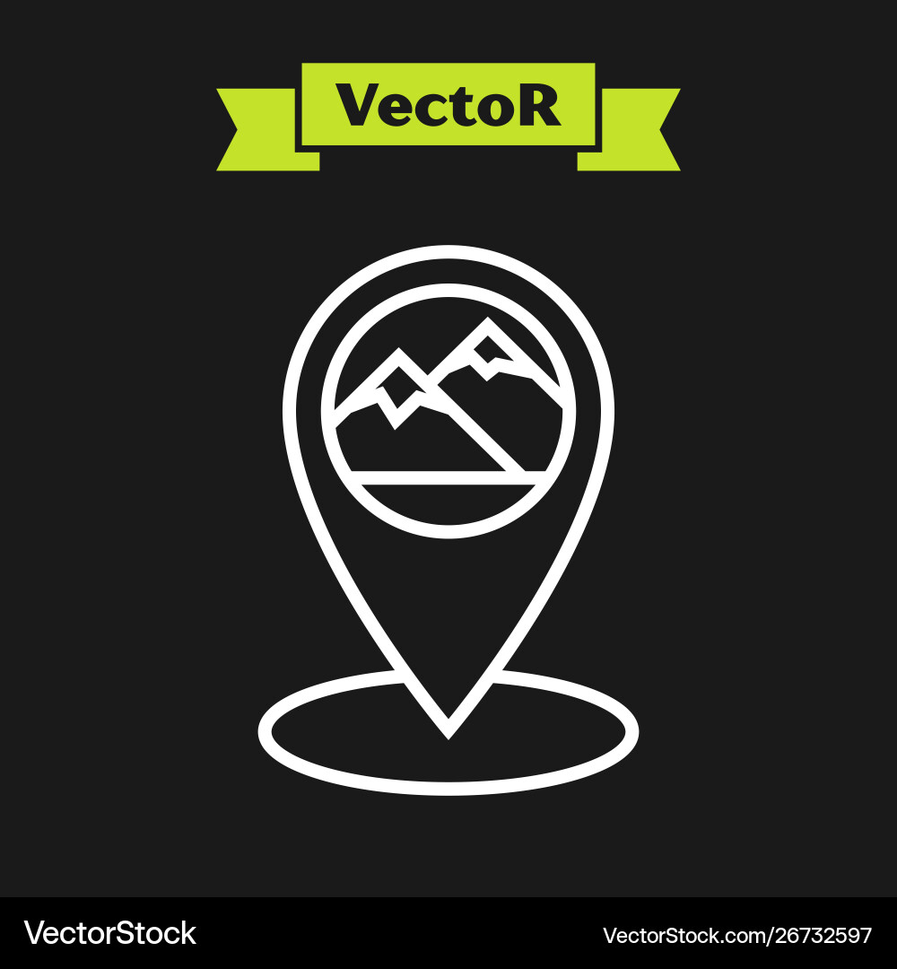 White line map pointer with mountain icon isolated White line map pointer with mountain icon isolated vector image