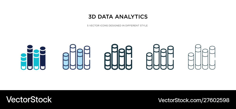 3d data analytics bars graphic icon in different vector image