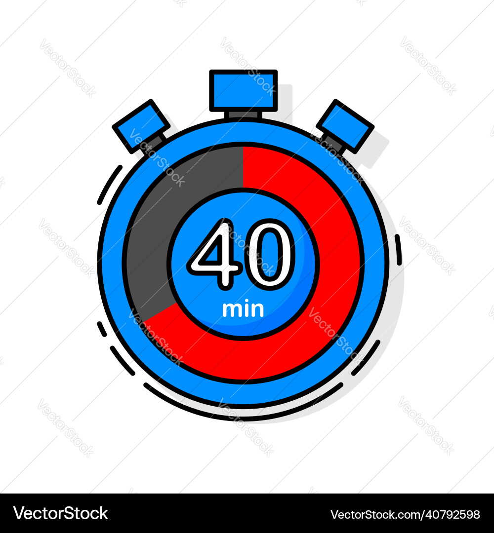 40 minutes left timer clock stopwatch isolated 40 minutes left timer clock stopwatch isolated vector image
