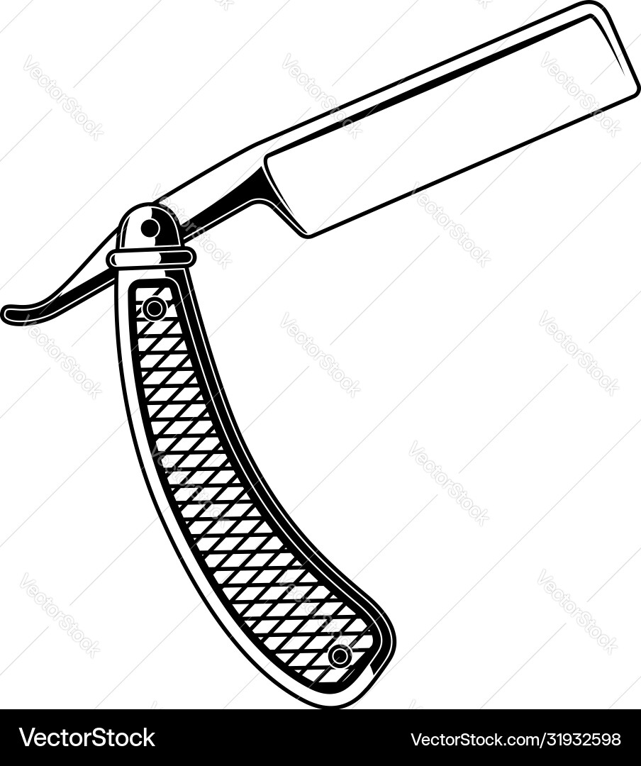 Barber razor in engraving style design element Barber razor in engraving style design element vector image