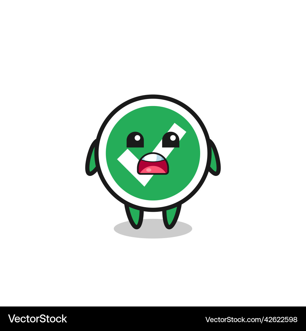 Check mark with apologizing expression saying i Vector Image
