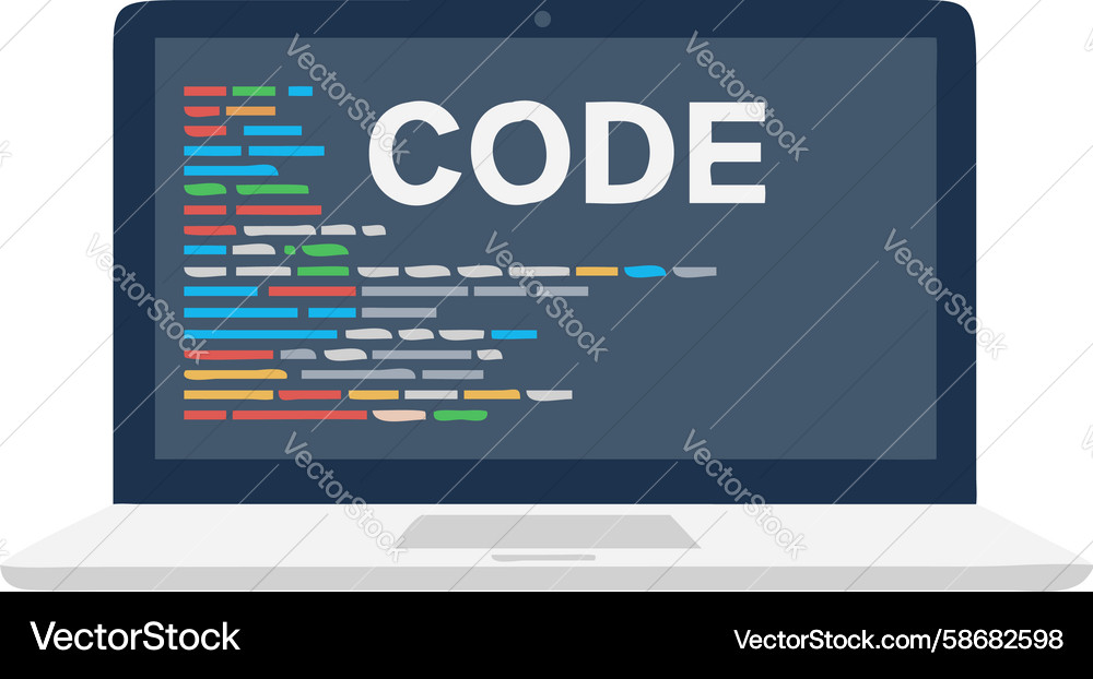 Coding Laptop with Code Display Vector Image