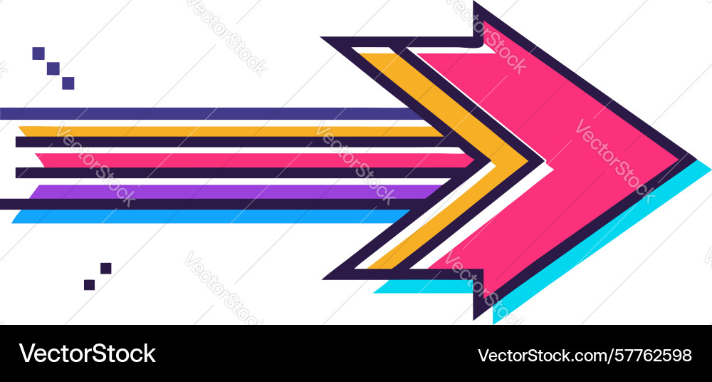 Dynamic striped arrow with speed lines design vector image