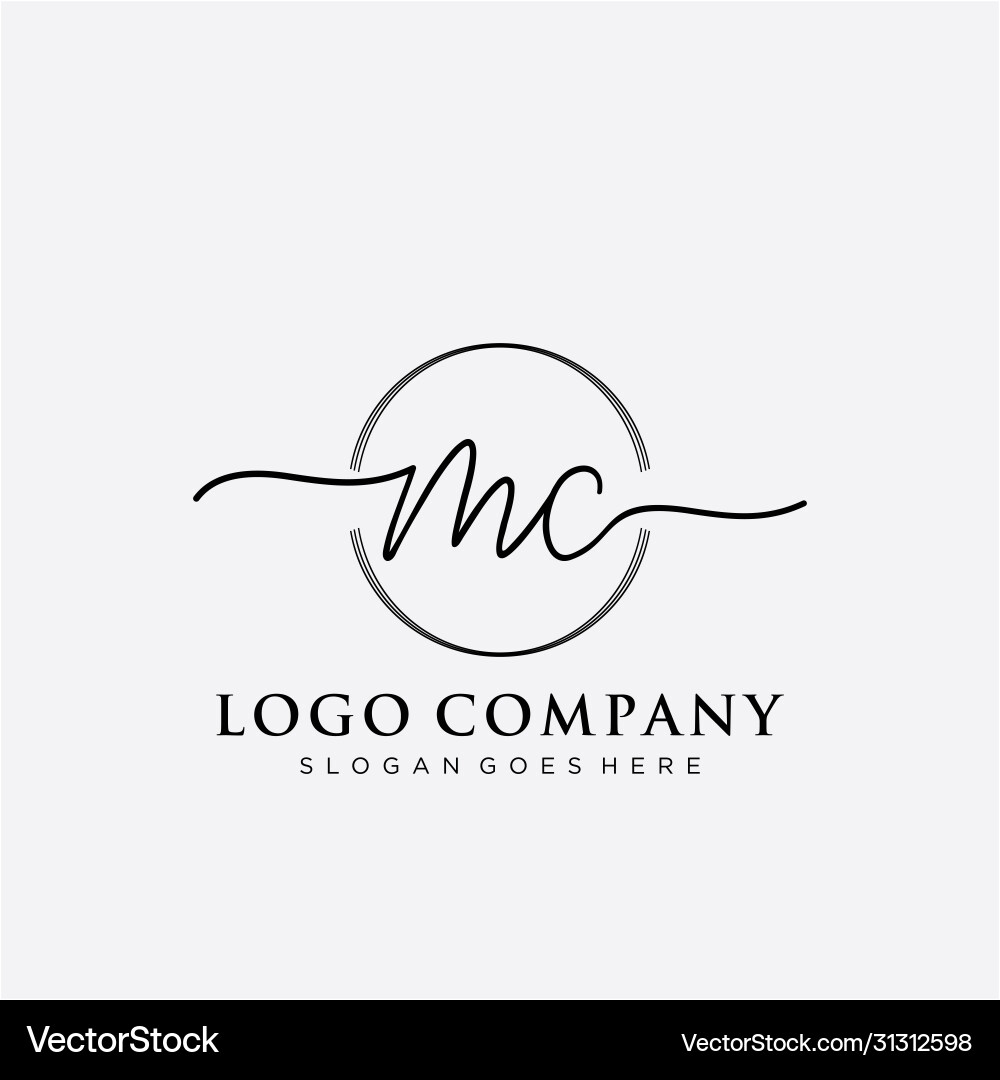 Elegant Initial Logo - MC Handwriting vector image